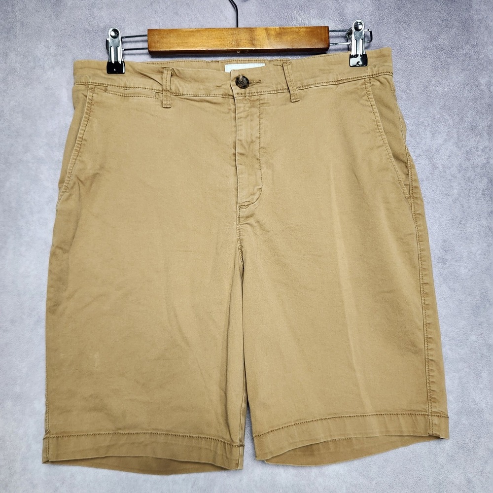 Goodfellow & Co Linden Chino Shorts Mens 30 Tan 9 Inch Inseam Cotton Stretch